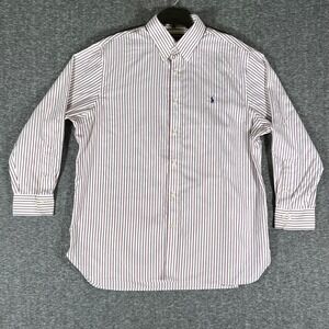 Polo Ralph Lauren Classic Fit Striped Button Down Shirt Mens XL‎ Burgundy White